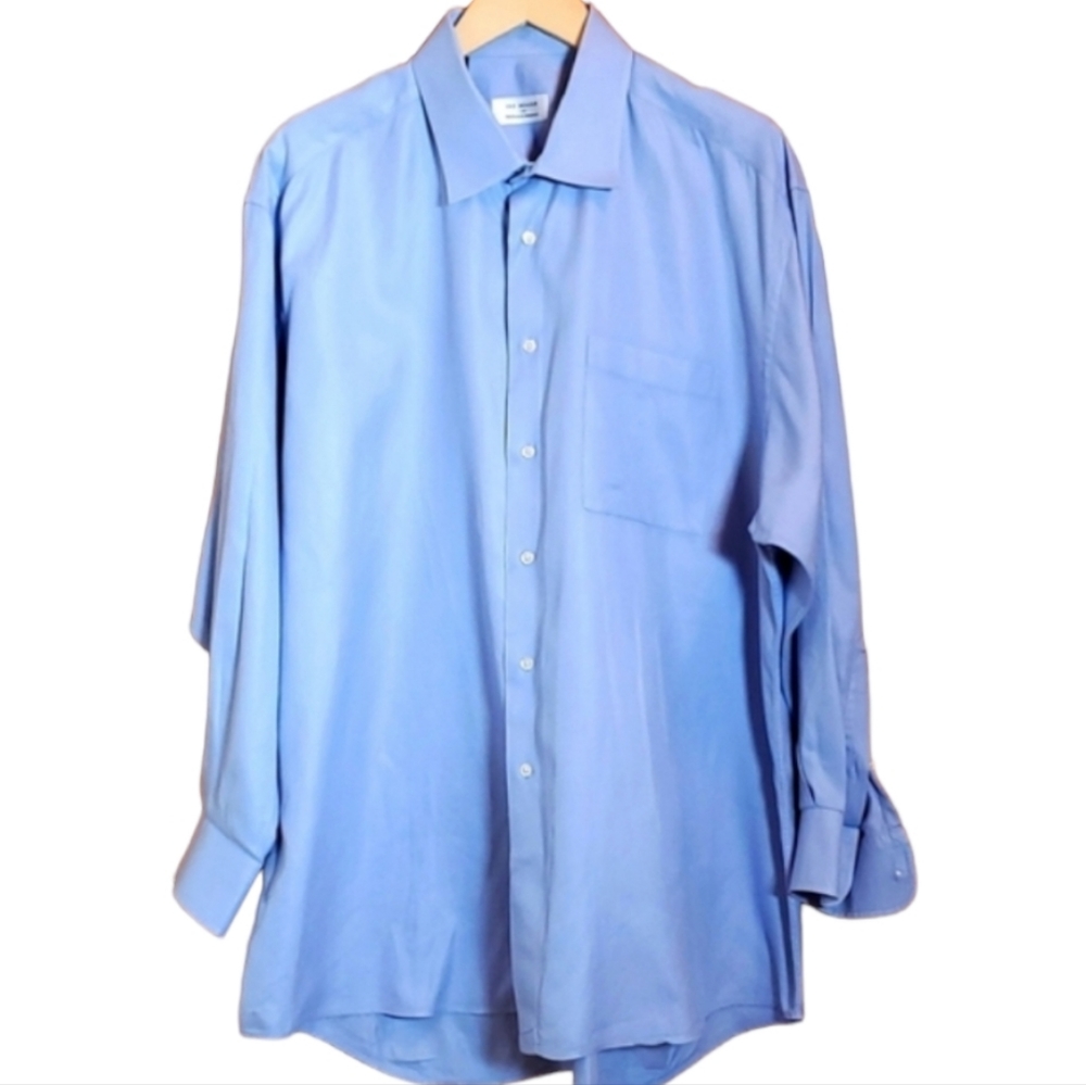 IKE BEHAR BY NEIMAN MARCUS 17.5/ 33 BLUE  LONGSLEVE BUTTON UP